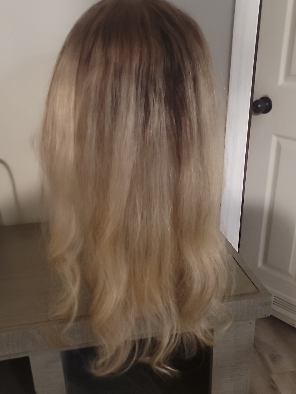 Remy Human Hair 20" Topper Rooted Blonde 100% Hand Tied Lace Topper - Picture 7 of 8